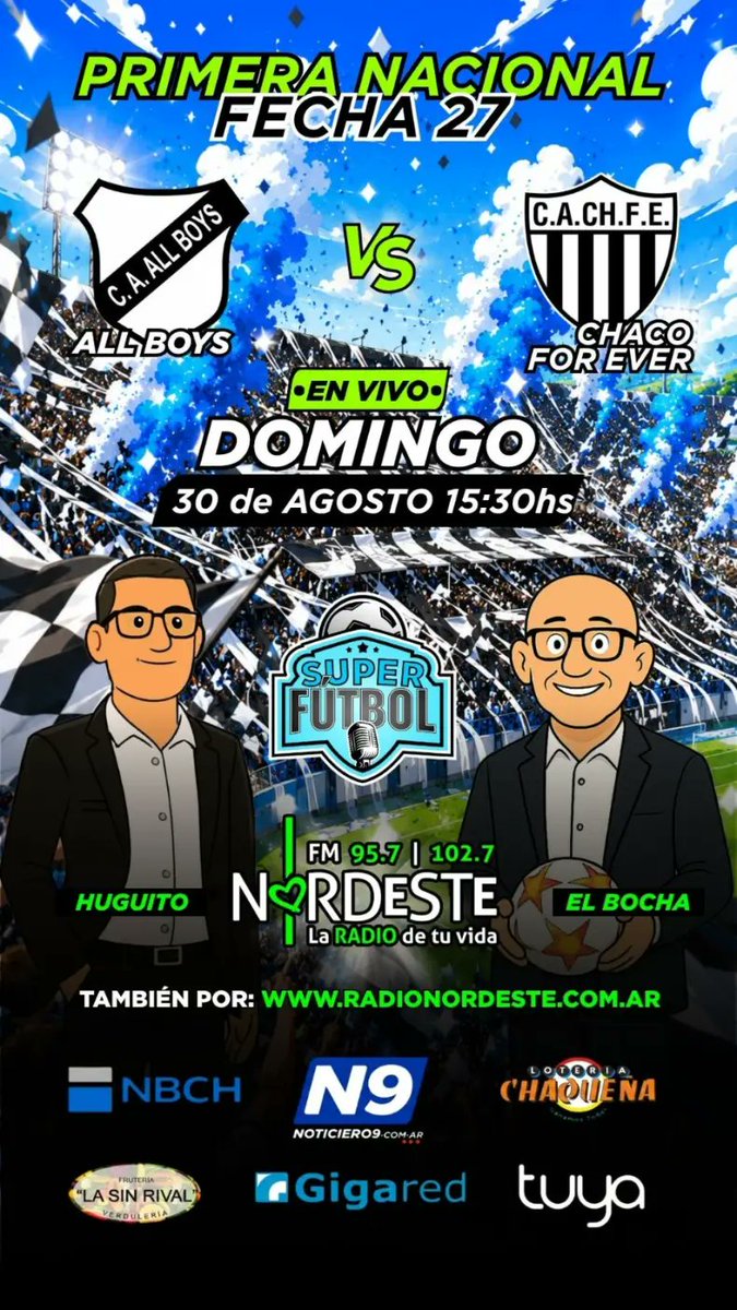 noticiero9ok's tweet photo. CHACO FOR EVER VISITA A ALL BOYS en un choque clave por la permanencia en la Primera Nacional. Desde las 15:30 hs, el equipo de Daniel Cravero busca sumar en Floresta y podés seguir la transmisión en vivo por Radio Nordeste. ⚽📻

#ChacoForEver #PrimeraNacional #RadioNordeste #Deportes