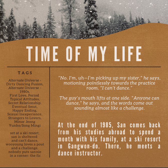 pickledmel0n's tweet photo. ✧✦ time of my life (chapter 6/10) ✦✧

✧ wsn, E, currently 92k
✦ dirty dancing au, 1980s
✧ sheltered rich boy sn
✦ dance instructor wy

https://t.co/hTTsRSTtrm https://t.co/tzAcQreKmf