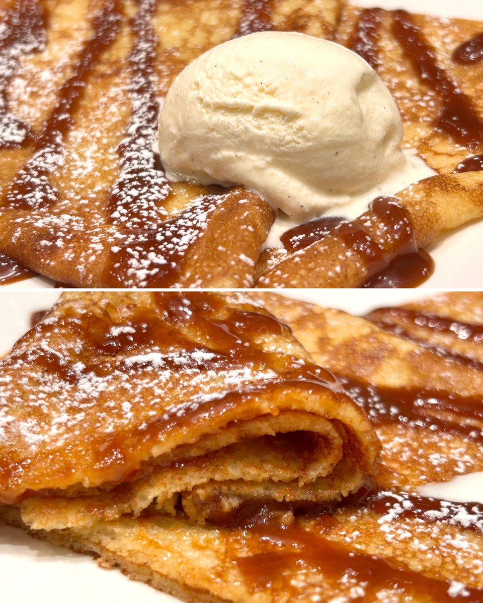 choccotte's tweet photo. 8/26に有楽町に新しくオープンした、本格的なフランスクレープが食べれるカフェ☕️
MAISON GALETTE ( メゾンガレット )🥞

お食事系ガレットから甘いスイーツまであって、フランス流の超濃厚な塩バターキャラメル ( キャラメル・オ・ブール・サレ )が甘々で、凄すぎた😊🍯

ふわっ！としたクレープ生地の柔らかさ、弾力のあるもちっと感が良く、すぐに食べれてしまう美味しさ🥰✨

焼き立てで、バニラアイスがじゅわりと溶け出してクレープとの相性抜群🍨

フランス展やサロンデュショコラのお菓子の味がする、濃厚なキャラメルが凄い🇫🇷👏