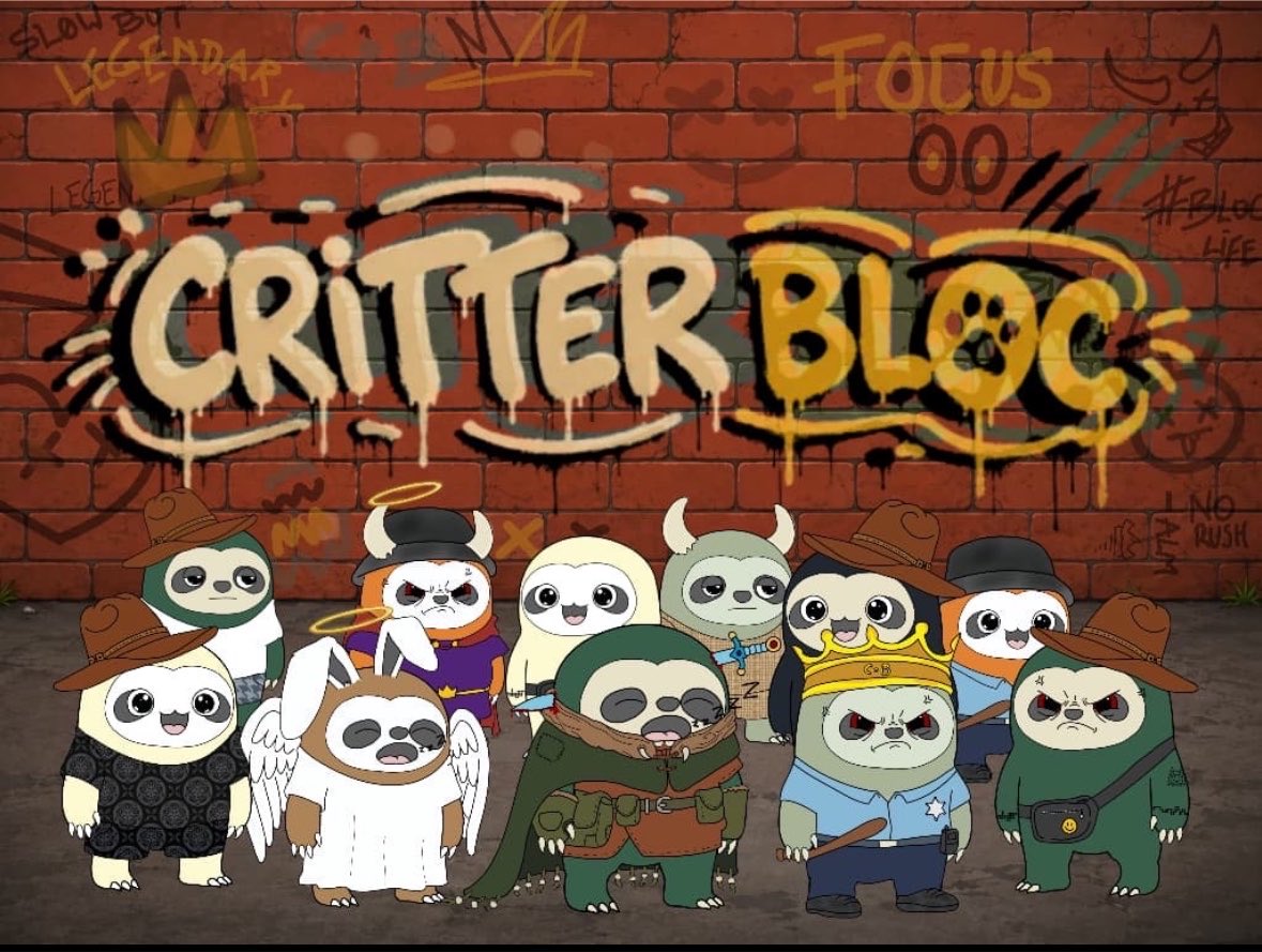 _Shirda's tweet photo. Critter Bloc is an NFT collection built around one iconic animal: the sloth.

▪ Coming on Robinhood
▪ Not much info about the mint yet

Do you need WL? 

Help tag @CritterblocNFTs maybe intern can consider us https://t.co/mdlYxZrNk8
