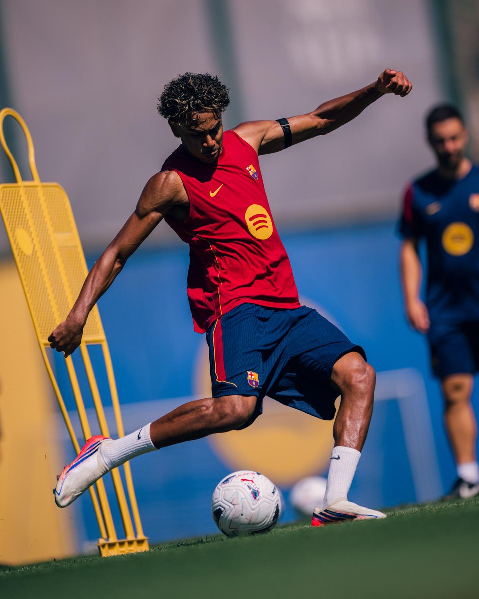 FCBarcelona's tweet photo. Lamine Yamal plays football tomorrow https://t.co/7GCCNcirCL