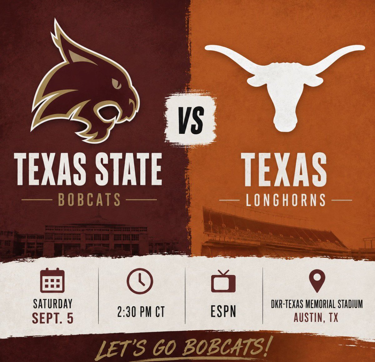 PacTheWack's tweet photo. Well…here we go. 😂

It’s TEXAS STATE at TEXAS WEEK.

We’ve spent months talking about the Pac-12, Brad Jackson, this offense and whether Texas State can really make some national noise.

Saturday we finally get an answer.

Texas State at Texas.
2:30 PM.
ESPN.

🐾👀 https://t.co/uCr9LMzlaq