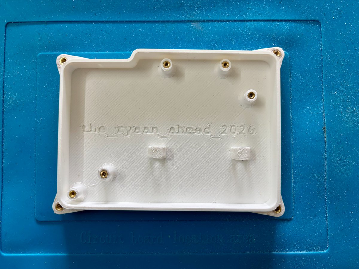 The_Ryaan_Ahmed's tweet photo. It's finally assembled. 🎉

Spent the last few hours finishing this macropad build.

Had to resolder a couple connections, added haptic actuators, heat-set the inserts, and sanded the case down until it actually looked clean.

Firmware and setup are next👀
Timelapse below 🎥👇 https://t.co/17oeimeKG2
