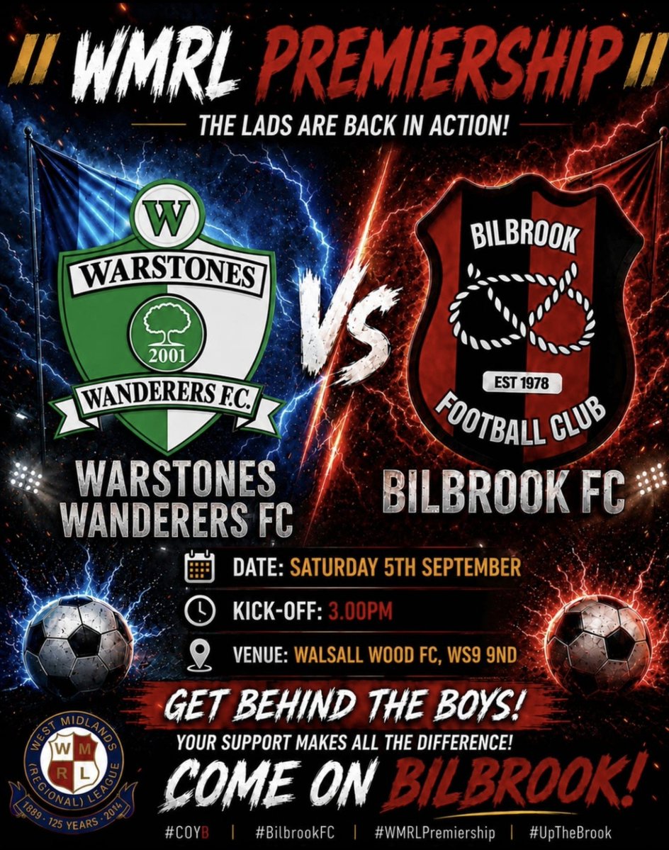 fc_bilbrook's tweet photo. Saturday we travel to @WWCFC2001 always a tough game , Warstones did the double over us last season so we will look to try and come away with a positive result ⚽️⚫️🔴⚽️ https://t.co/RNDJRRc4YT