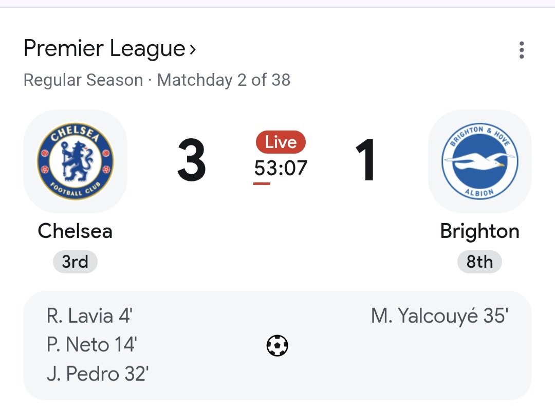 dmchisom's tweet photo. Brighton is currently getting the beating of there life. Arsenal won't like what is coming to them. Chelsea will humble the gunners on Sunday. https://t.co/QxG5r3j15f