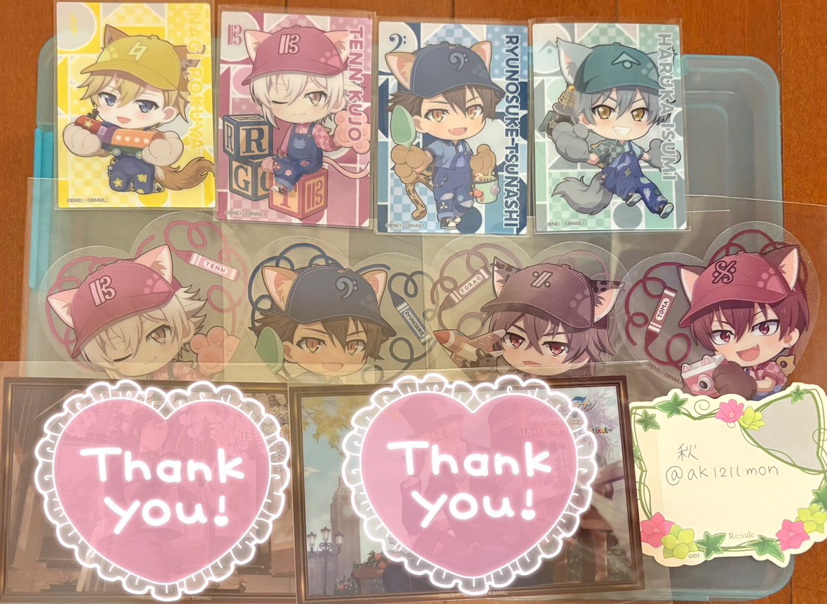 ak1211mon's tweet photo. 【交換】アイナナ ナンジャ ①ビジュアルクリアカード ② ダイカットクリアカード

譲：①ナギ 天 龍之介 悠
　　②天 龍之介 トウマ 虎於

求：①一織 百
　　②環 千

都内お手渡しor郵送
お気軽にお声掛けください！ https://t.co/ZlYjTBpcDe