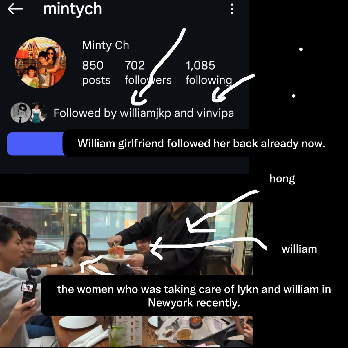JoongEstRest's tweet photo. #williamest I wonder what kind of excus u’re going to pull out of thin air this time.Why is she following the exact person who looked after #Williamjkp #lykn in NewYork last week literally?And mind u,it was that person who followed her first,only then did william gf follow back. https://t.co/HD1sC1lLbl
