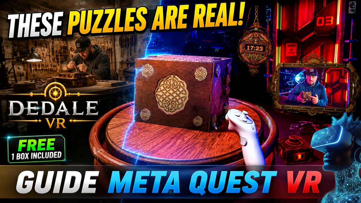 GUIDEMETAQUEST's tweet photo. New video from Guide Meta Quest VR!
VIDEO REVIEW: https://t.co/C8UBUm8cVr
DEDALE VR: TOP FREE GAME (+DLC) 
Rated 5★ Single-player · Puzzle • Narrative 
Meta Quest 2, Meta Quest 3/3S, Meta Quest Pro 
META STORE: https://t.co/WHVmrVTzCT 
TIKTOK: https://t.co/GCtrV1nh9R https://t.co/jzfgLnNDGx