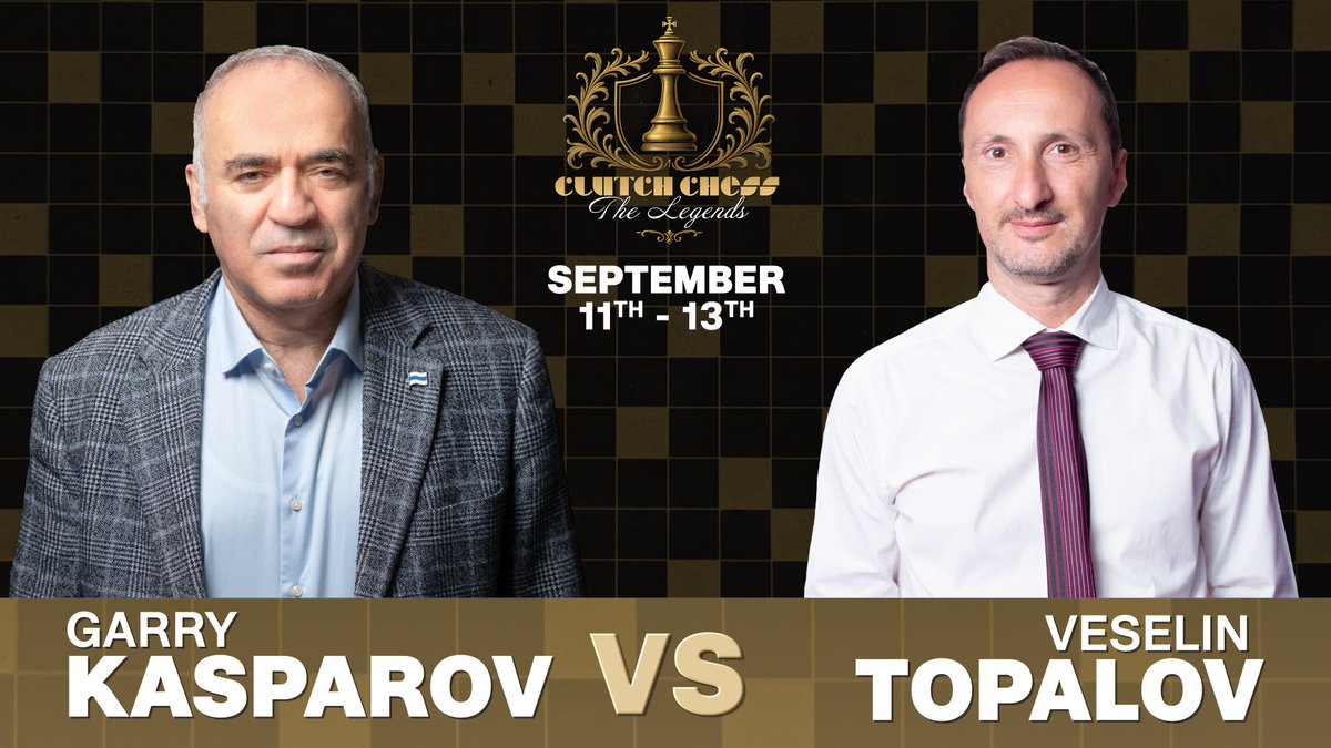 STLChessClub's tweet photo. The Grand Chess Tour has wrapped up, bringing a month of great chess to a close. But if you’re already missing the action, don’t worry, there’s another big matchup coming soon. ♟️

Garry Kasparov vs. Veselin Topalov

Two legendary players, meeting across the board once again. Kasparov needs little introduction - his impact on chess is hard to overstate, and his competitive intensity is legendary. Topalov is just as exciting to watch, known for his aggressive, creative play and willingness to take risks.

Now they’re set to face each other at Clutch Chess: The Legends 2026 at the Saint Louis Chess Club!

Visit our website for more information.