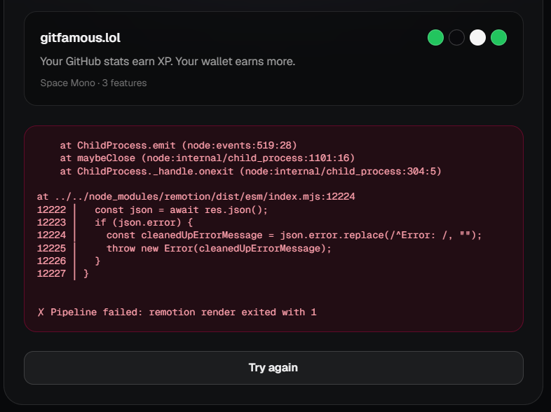 lucas_gr_'s tweet photo. @MakerThrive @firecrawl @ElevenLabs @Remotion @clerk @jonathan_wilke Seems veeery interesting !
Tried but got this error: https://t.co/p9UX2nOTHV