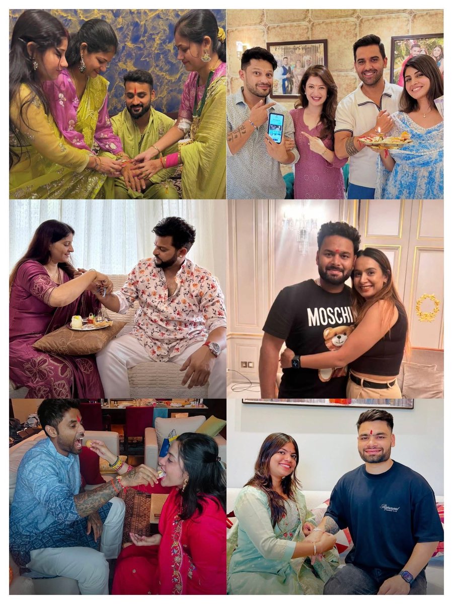 Possible11team's tweet photo. Indian Cricketers and their Siblings ♥️
(Suresh Raina, Rinku Singh, Suryakumar Yadav, Rishabh Pant, Deepak Chahar, Akashdeep, SiblingGoal)
#HappyRakshabandhan #IndianCricket #SiblingGoal #TeamIndia #Possible11 https://t.co/Xl3EHemFdr