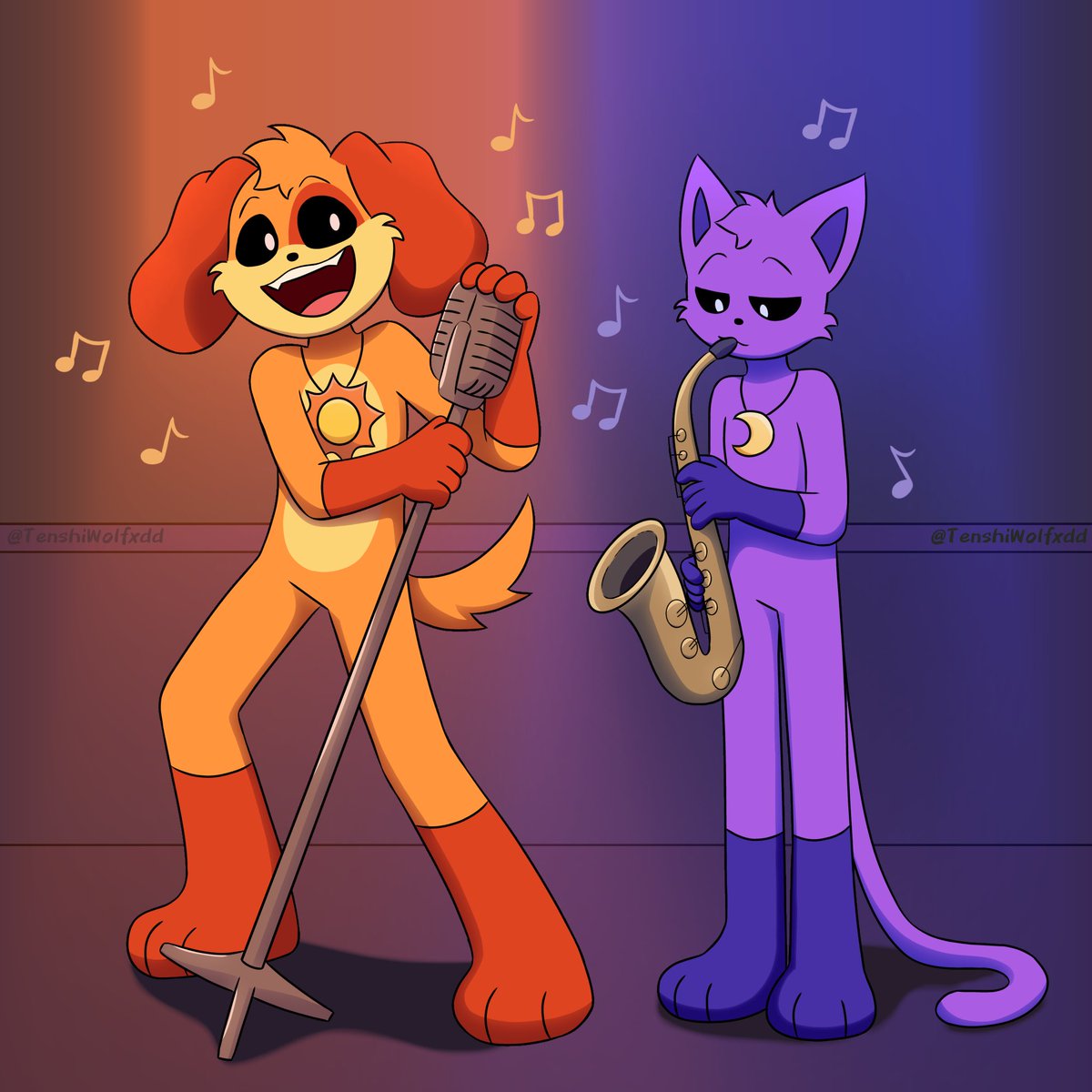 TenshiWolfxdd's tweet photo. Duo musical 🎤🎷☀️🌙 (dibujo completo) https://t.co/GPgrqt0SzV