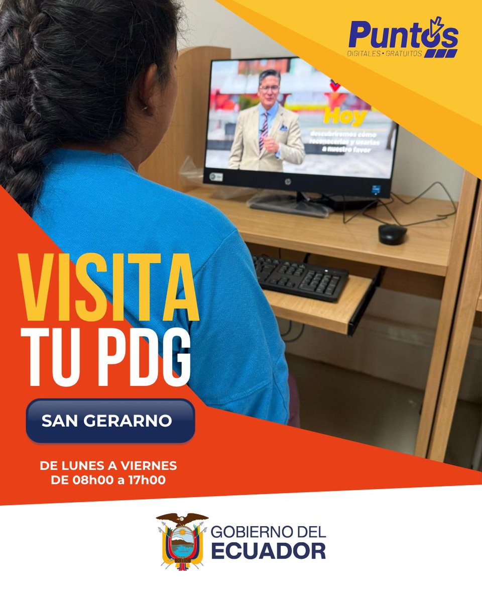 Pdgsangerardo's tweet photo. 💻✨ ¡Visita el Punto Digital Gratuito San Gerardo!Acércate y aprovecha nuestros servicios tecnológicos gratuitos.
📍 San Gerardo
🕐 Lunes a viernes | 08h00 a 17h00¡La tecnología al alcance de todos! 🇪🇨 https://t.co/rLwy3JP6OY