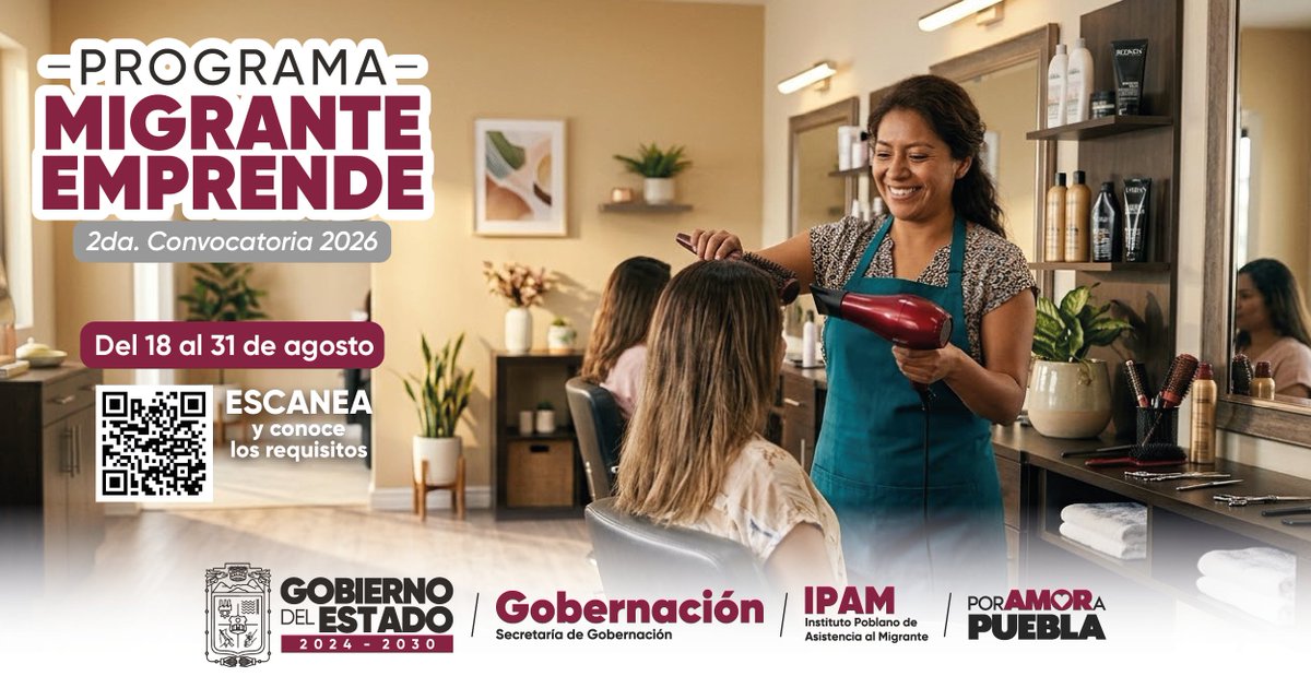 Segob_Puebla's tweet photo. š¢ #PorAmorAPuebla | Si eres #MigrantePoblano en retorno, es momento de transformar tus ideas en nuevas oportunidades con el programa Migrante Emprende. š§āš³š±
El @Gob_Puebla, a travĆ©s del #IPAM, brinda acompaƱamiento y apoyo para que puedas poner en marcha tu proyecto productivo y construir nuevas oportunidades para ti y tu familia. Ā”Conoce las bases y participa! š¤