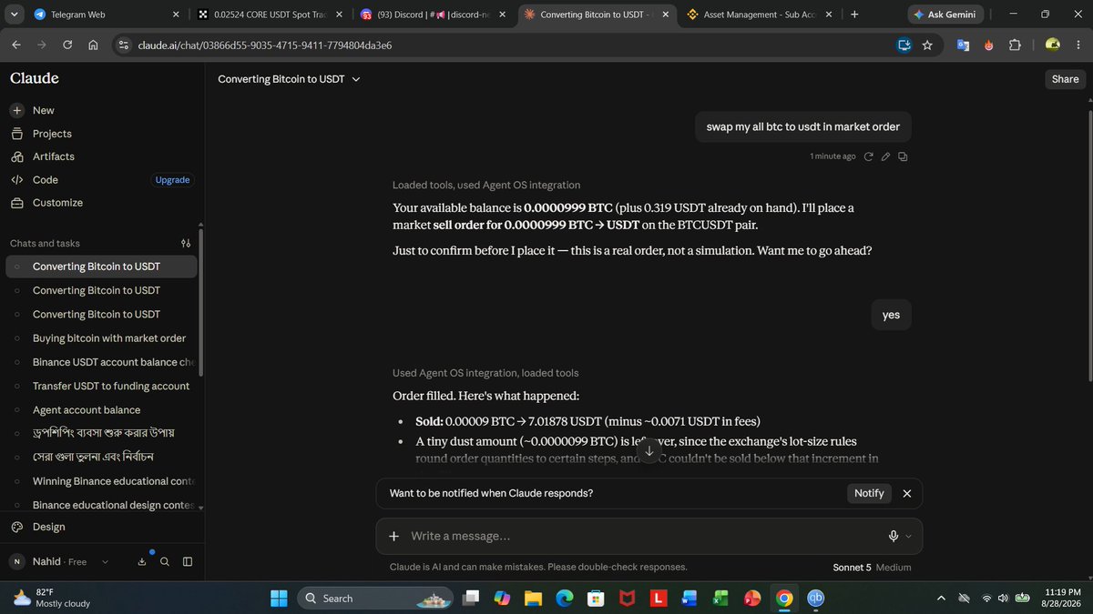 gaming_bd24913's tweet photo. Day 4 challenge done ....convert BTC to USDT through Binance Agent OS. Order executed successfully.     #BinanceAgentOS https://t.co/ArxslBoOWb