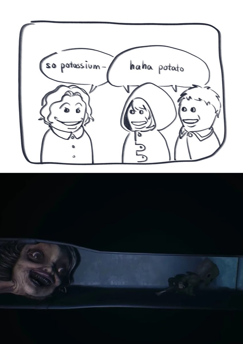 tmieuu_'s tweet photo. randomly landed on a nilered reel about potassium so i had this idea, sorry for bad bubble text handwriting i tried my best
#リトルナイトメア2 #littlenightmares2 #littlenightmaresfanart https://t.co/ycDu0IBSIz