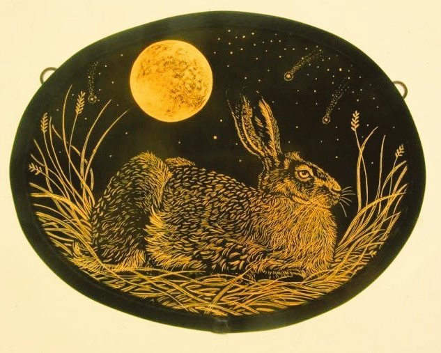 womensart1's tweet photo. #FullMoon in #August is also known as the Barley Moon or the #SturgeonMoon
Artwork by Tamsin Abbott, English stained glass artist #WomensArt https://t.co/6Mbnpkj5l0