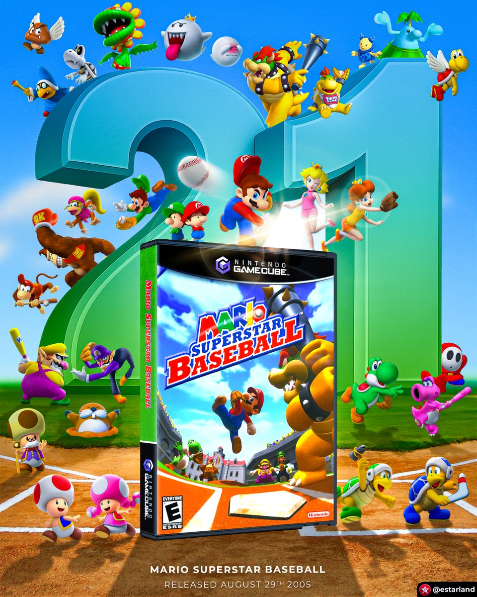 eStarland's tweet photo. Today is the 21st Anniversary of Mario Superstar Baseball! ⚾️ https://t.co/aRzXdJrOdo