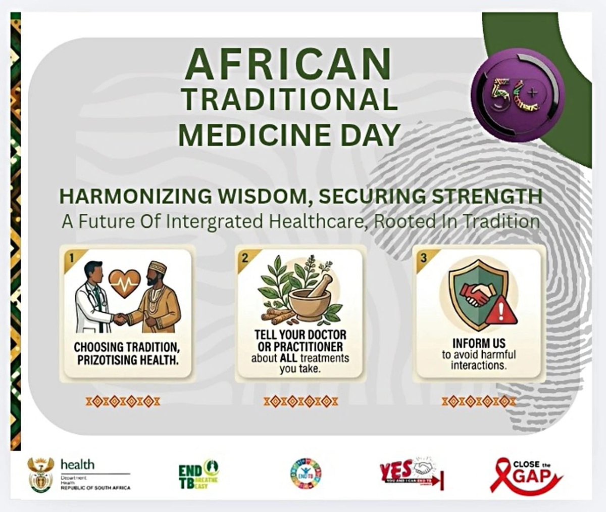 50plusprojects's tweet photo. Happy African Traditional Medicine Day! We continuously give thanks for our heritage and the healing wisdom guiding our elders with HIV. Tradition + Art = Strength and Well-being. Celebrate safe, stay connected! #ATMDay2025 #HonourHeritage #50PlusStrong https://t.co/b4cstoxYlr