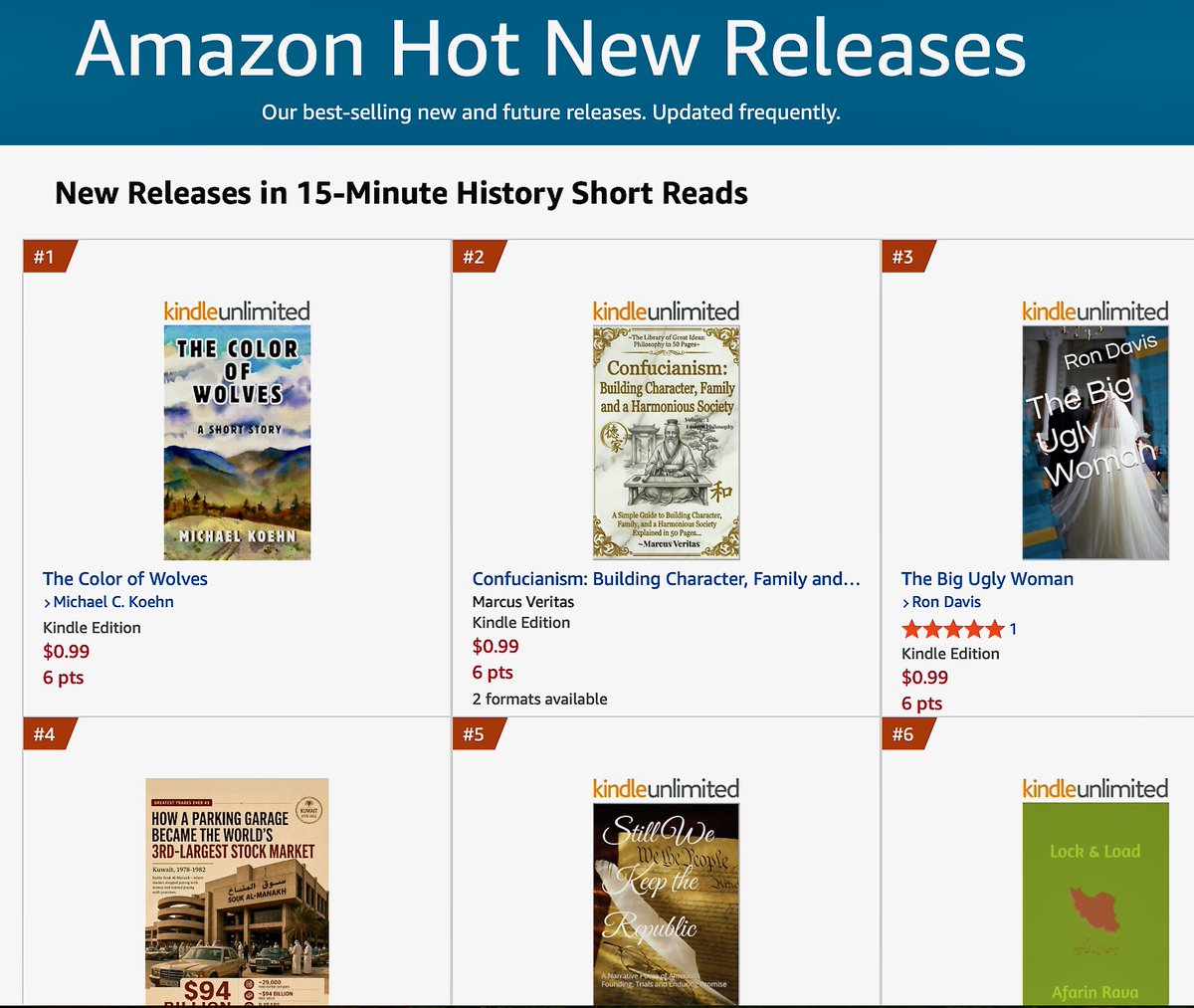 MikeOk's tweet photo. Thanks for the support! My thin little short story “The Color of Wolves” is now #1 in some circles. As a first time author, very happy to have any presence at all.
Amazon: https://t.co/QeAcN1NYsK
#shortstory #shortread #kindleunlimited #kindle #amazon #firsttimeauthor https://t.co/SBeNDisx9h