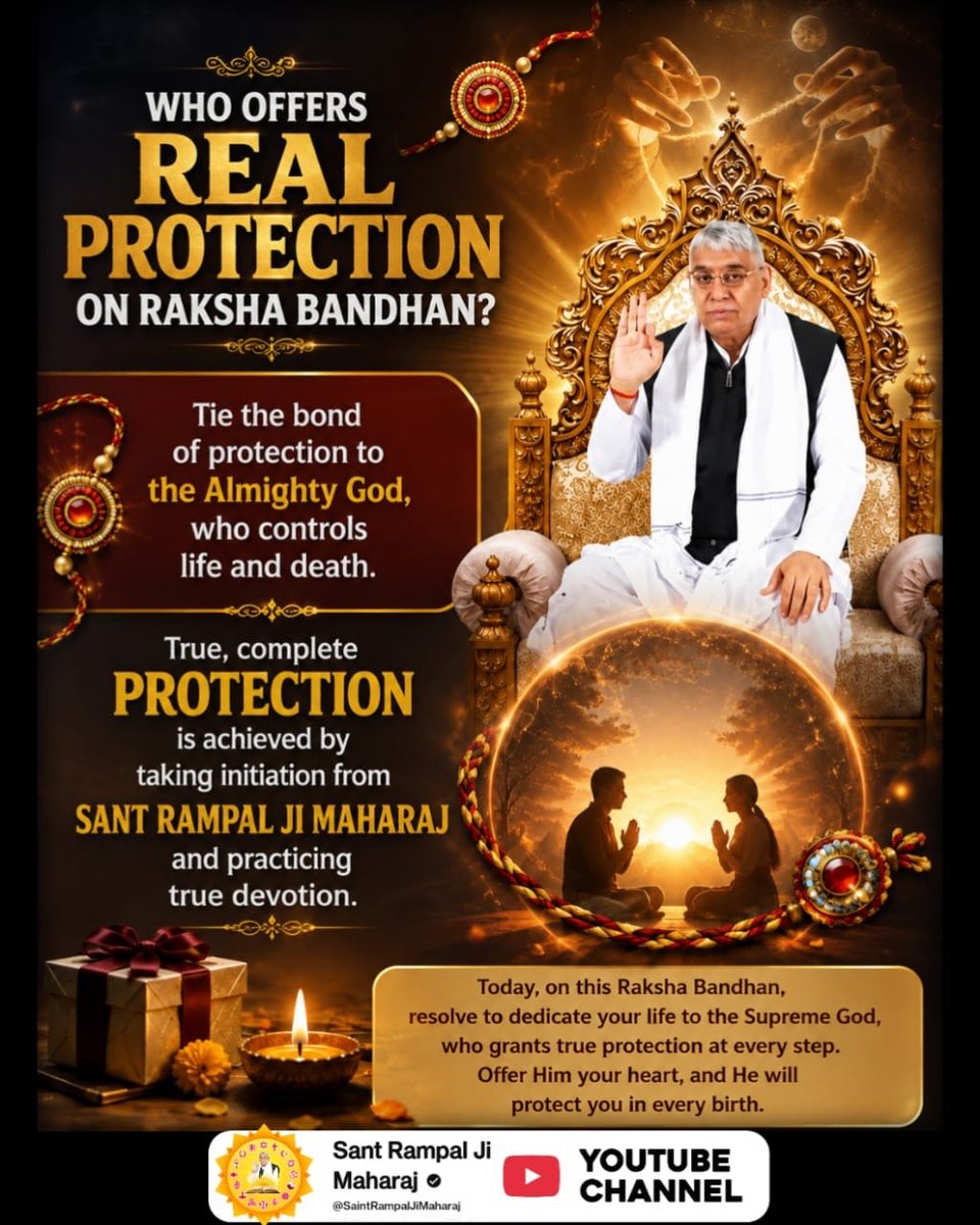 TuusharDas's tweet photo. Who Is the True Protector? | Raksha Bandhan

Does tying a sacred thread really protect us from every danger—even untimely death?

#जीवन_रक्षक_पूर्ण_परमात्मा https://t.co/w5nohptzip