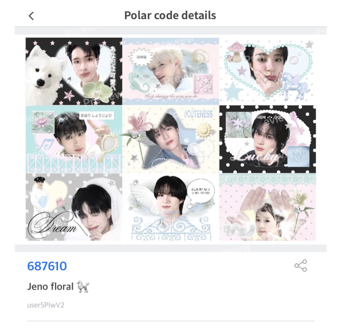 lattenamin's tweet photo. “photo sticker dream &amp; jeno 🦮🐬

 code igloo polapolar ☆🧈🪷

> for moshi moshi (ตู้สติ๊กเกอร์) 
⋆ ₊ ﾟ 
?%
♡ personal use only ! 🍇🎀🧼 https://t.co/gu9hUx8lVc