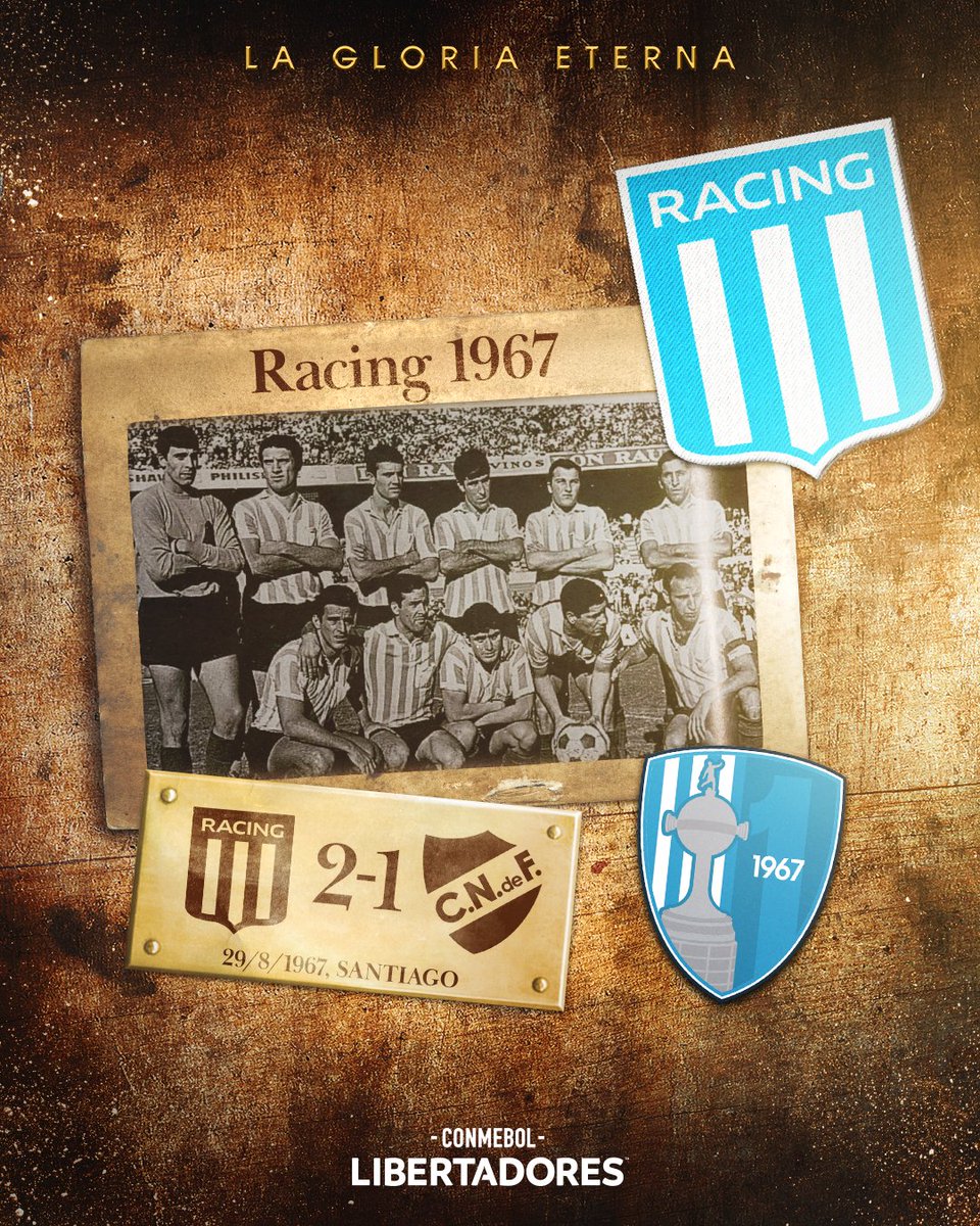 Libertadores's tweet photo. ⭐️🎓🇦🇷 ¡Un recuerdo histórico, Academia! Un día como hoy, @RacingClub se consagraba campeón de la CONMEBOL #Libertadores en Santiago de Chile

#GloriaEterna https://t.co/42tVRerKvk