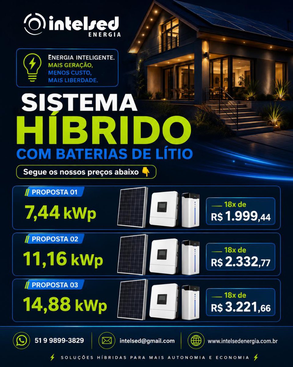 FockinkMarne's tweet photo. *SISTEMAS HÍBRIDOS*

- Na falta de energia você continua com luz 
- ⁠economiza mais energia pois primeiro entra as bateria antes de usar a energia da concessionária 
- ⁠regula o ponta e fora ponta nos horários que a energia é mais cara.
- ⁠régula a tensão da rede. https://t.co/ljCg6vwJxI
