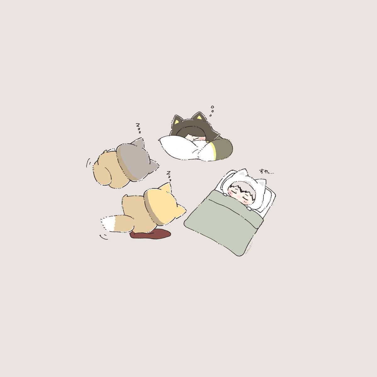 totemonima's tweet photo. ちみｲﾅﾘｻﾞｷ  みんな仲良くお昼寝だね https://t.co/rwQ1A7Eum5