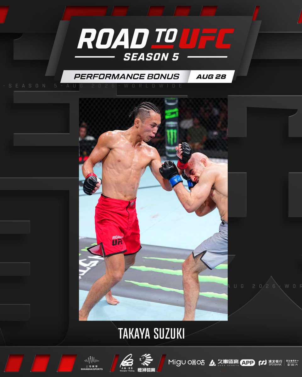 ufc's tweet photo. Brought his best to move on 👏
 
@Takaya_Suzuki98 walks away from the #RTU5 semifinals with POTN honors! https://t.co/dbvSuXFaGp