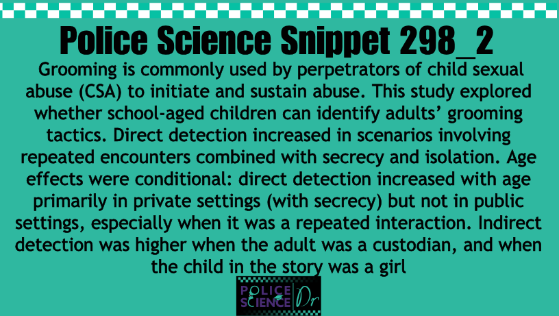 PoliceScienceDr's tweet photo. Original Article :
https://t.co/qX6FFBQQGL
For more on Police Science, subscribe to the free Police Science Dr email list on https://t.co/64uRg2re8t
#PoliceScience #Grooming #ChildAbuse https://t.co/wsXaEihXcj