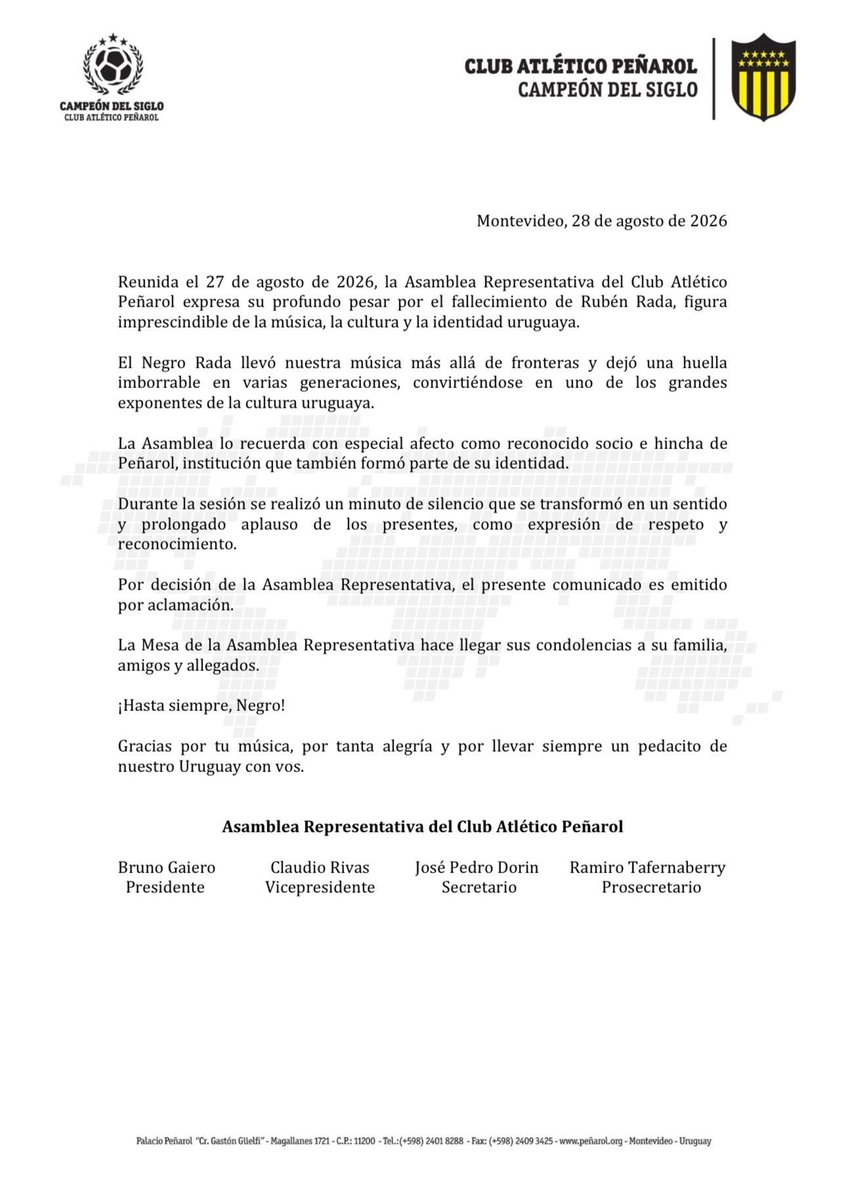 OficialCAP's tweet photo. Comunicado - Asamblea Representativa del Club Atlético Peñarol https://t.co/dl7fBrUWht