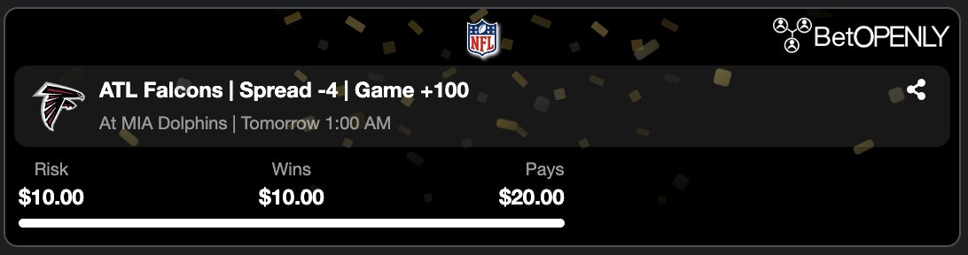 BetOpenlySports's tweet photo. @BetMGMNews @BetMGM Hey @BetMGMNews 🤩 Check out https://t.co/JTJzvmNe5M for better lines and odds!
Ex. Place This 🏈 NFL Bet:
ATL Falcons -4 Game +100
Risk $10.00 | Wins $10.00 | Pays $20.00
https://t.co/zm5FDlUulU https://t.co/SK76G5nLjA