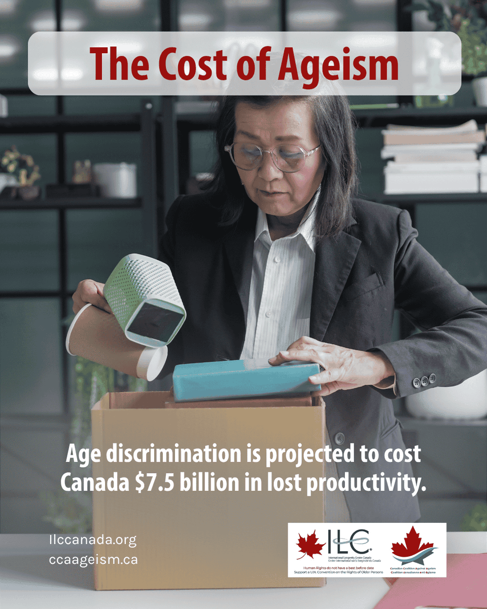 ILCCanada's tweet photo. Sidelining older workers is costly. A WEF study shows age discrimination is projected to cost Canada $7.5 billion in lost productivity by 2040. Experienced workers are assets, not liabilities. Let's build age-inclusive workplaces. #AgeInclusive #WorkplaceEquity #CanadianEconomy https://t.co/Avi58yOcp0