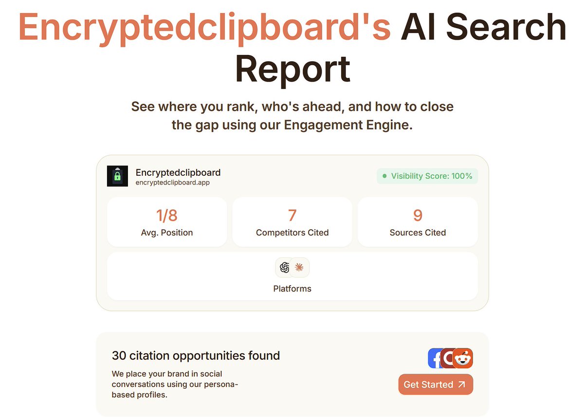 CrowdReply_io's tweet photo. @nhrdev just checked your site

you’re already at 100% AI visibility which is honestly really good

you can see the full breakdown and track it for free with our 7-day trial:
https://t.co/ZHZVNymGCS https://t.co/xVX2yj1Xdf