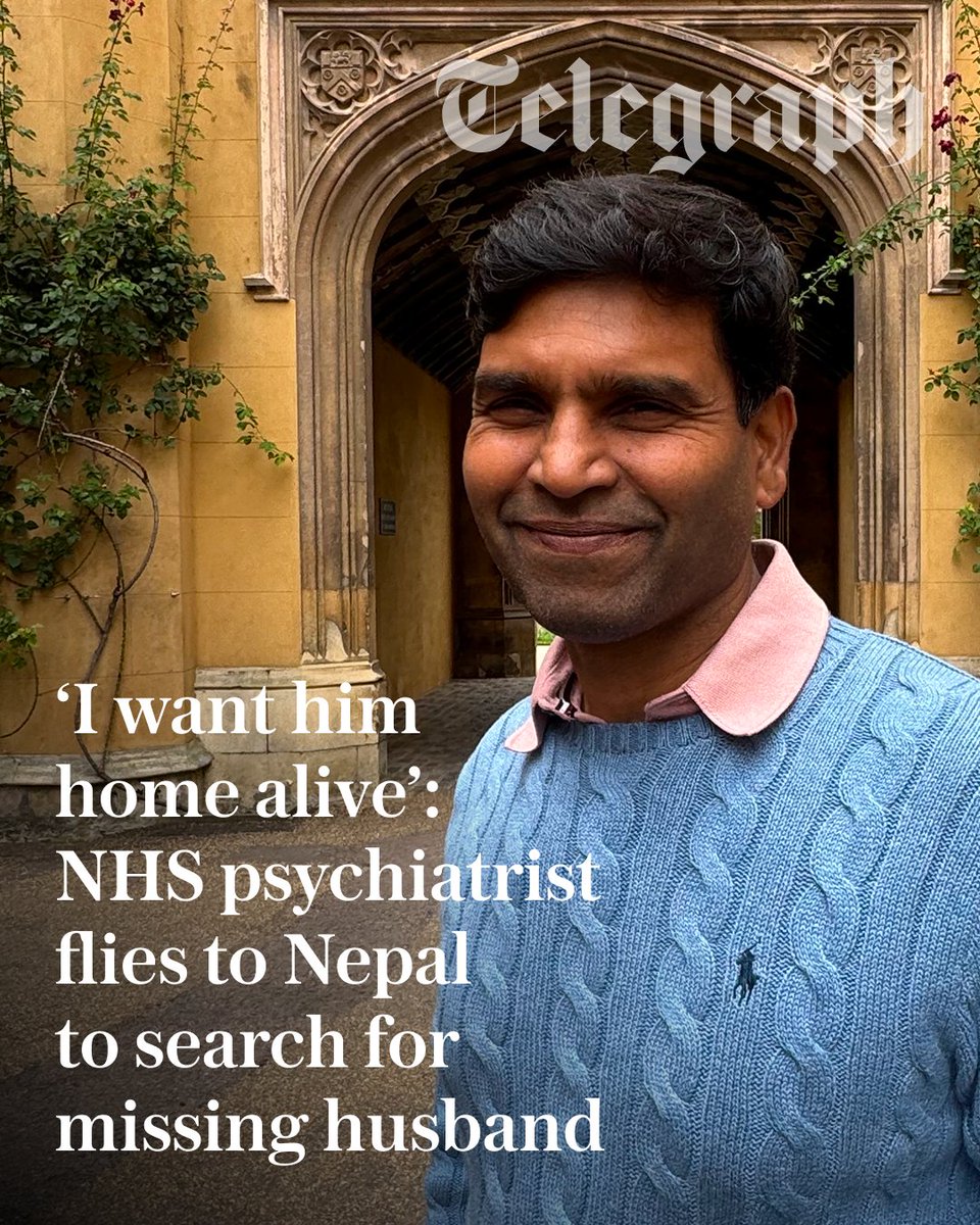 Telegraph's tweet photo. A British psychiatrist is among hundreds of people still missing in Tibet and Nepal after deadly flash floods swept through the region on Wednesday.

Pravin Atmakur, 54, was leading a group of 77 pilgrims to Mount Kailash in Tibet when the floods struck, killing at least 475 people.

His wife, Manjula Atmakur, arrived in Kathmandu on Friday morning after travelling from Britain to search for her husband, who has not been heard from since the flood⤵️

https://t.co/AMRvObbsIu