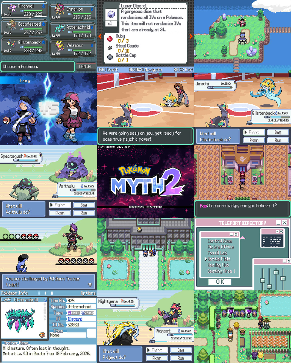 PokemonMyth2's tweet photo. Pokemon Myth 2 v1.0.2 is officially available NOW! 

The game is completed up to the end of the main story, no post game content available yet. Bugs are expected.

Join our Discord: https://t.co/p7up3MjPPo
https://t.co/ivLCYbcf8S

Reposts are appreciated to help us boost! https://t.co/qbe1DLB6gP