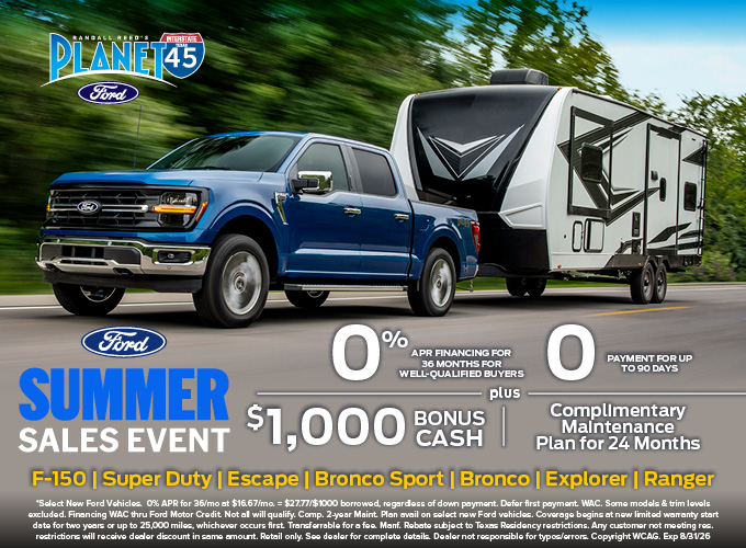 PlanetFord45's tweet photo. #SummerSalesEvent deals are red hot at #PlanetFord on I-45 in Spring! Check out all the ways you can save! Zero never looked so good! Plus, for a very limited time, you receive a #ComplimentaryMaintenance package. Visit us on I-45 off Louetta or https://t.co/gQlAbSY4vl. https://t.co/PZenat1NcG