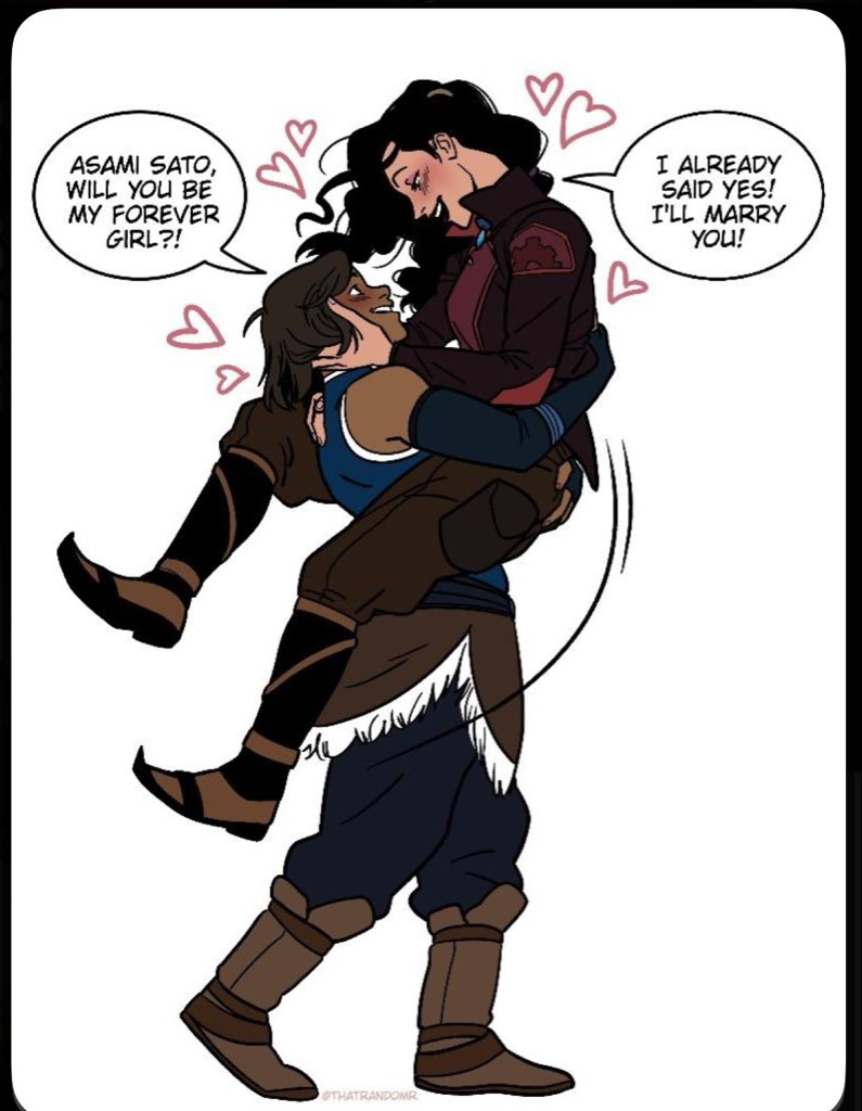 Im_a_nerd__'s tweet photo. Korra: Will you be my forever girl?! Asami: I ALREADY SAID YES 😭 https://t.co/dH4flBaINm