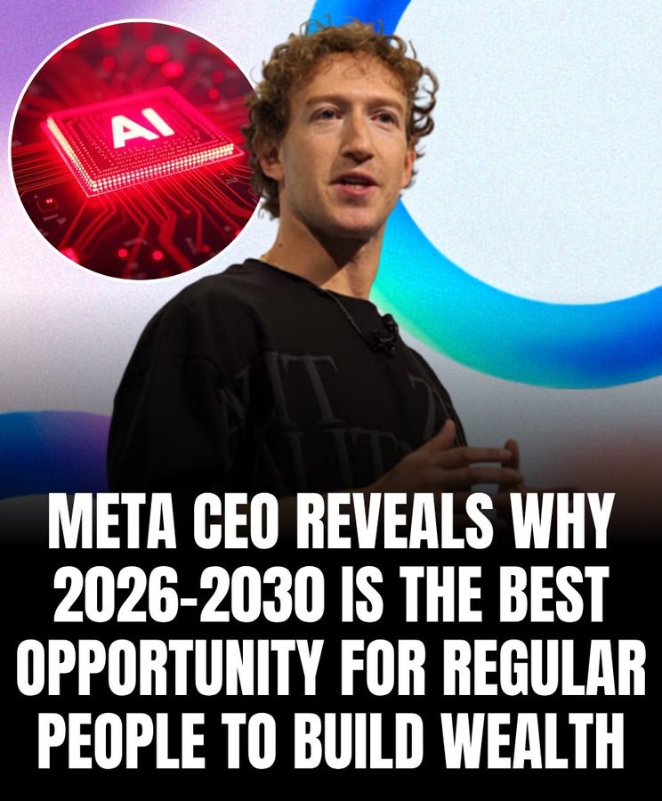 AItechscarlett's tweet photo. Mark Zuckerberg just revealed why 2026-2030 is the best opportunity for regular people to build wealth.

Here's exactly what he said…

&amp; how you can capitalize: https://t.co/zIJrpgj8xg