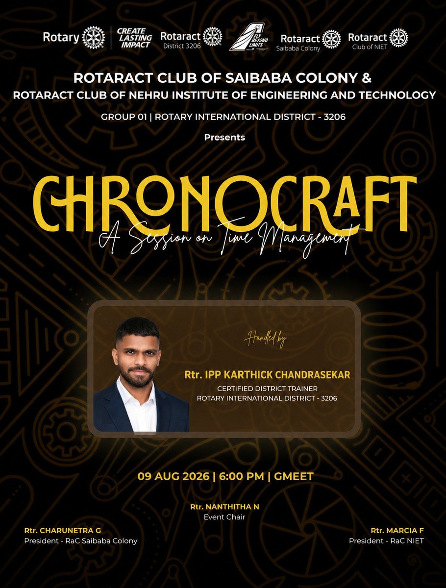 racniet's tweet photo. ⏳ CHRONOCRAFT — learning to manage time, priorities &amp; productivity! ✨
A meaningful session filled with insights and growth.
#Chronocraft #Rotaract #RID3206 #TimeManagement https://t.co/BYCuHFam4B