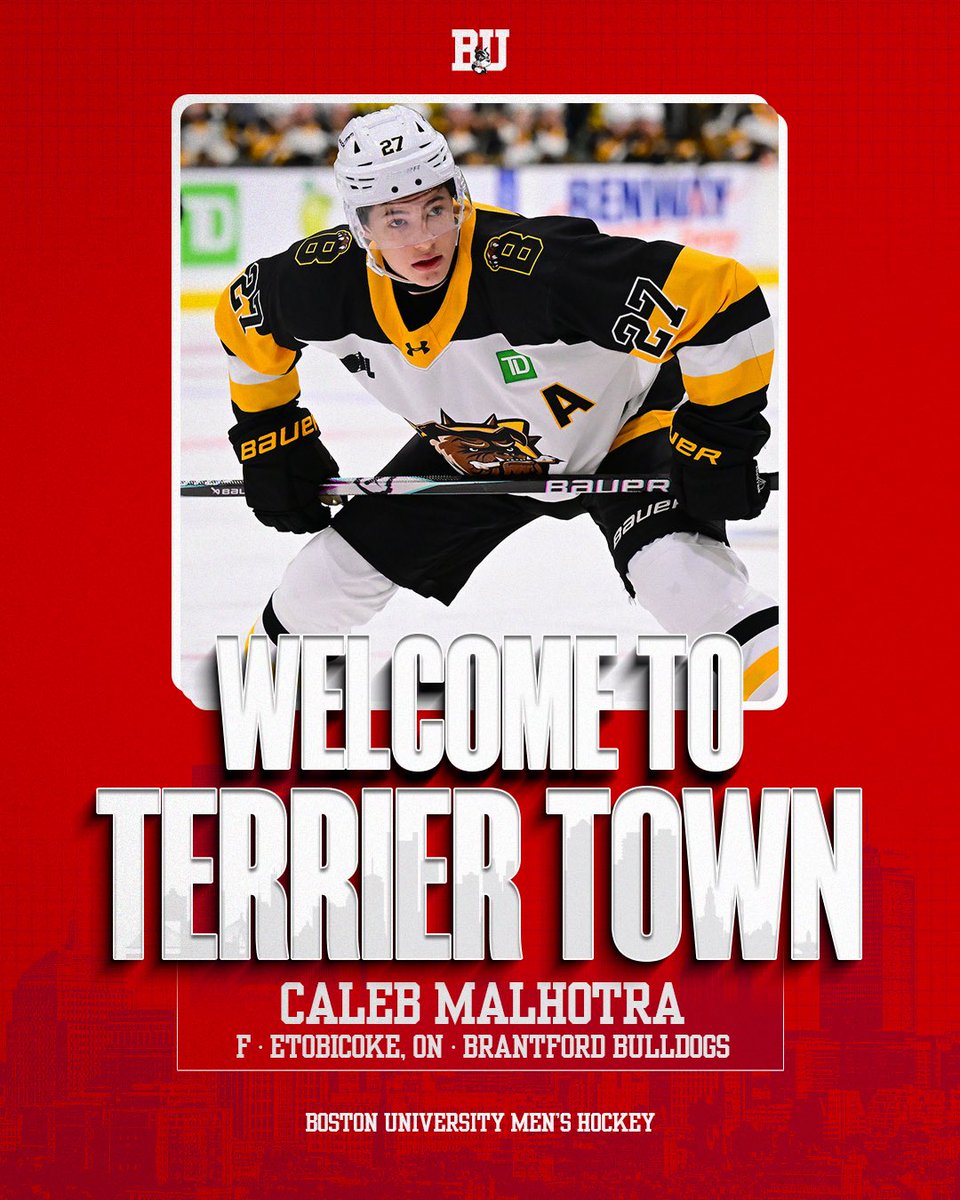 TerrierHockey's tweet photo. Our next freshman introduction is Caleb Malhotra, who joins us from the Brantford Bulldogs! https://t.co/CFo1FgcmlG