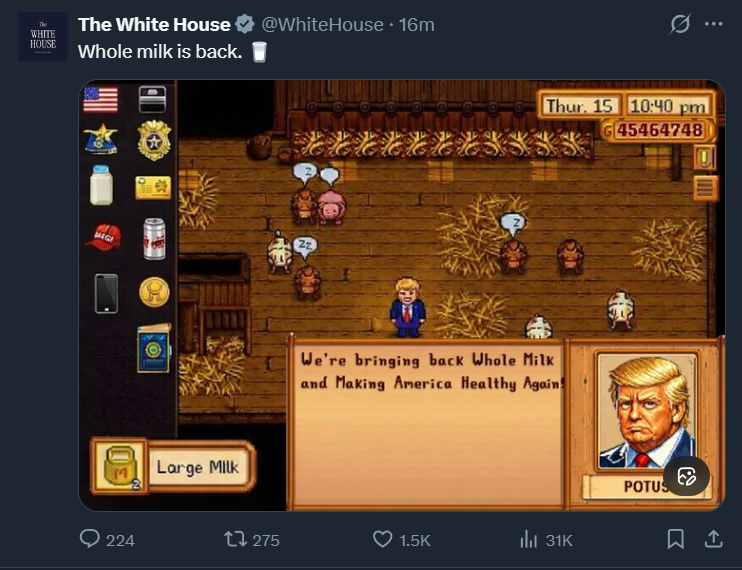 Coffee_Slugger's tweet photo. Ok, so sticking with my metaphor of farm fowl being networks, eggs being tokens/money...  Farm animals would be assets?  So, Ranchers/Farmers are US...  YES, I WANT TO PROCESS MY OWN FOOD, PLEASE!!!!!  ALL OF IT!  CLEAN=CLARITY, what is a bank?  Stardew?  Hey that's my barn! https://t.co/QxdjjP64fu