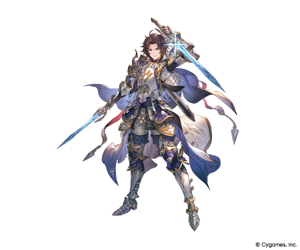 granblue_en's tweet photo. Lancelot, Vane, Siegfried, and Maleagant are here, showing off some new story art for Vane and Siegfried in their Grand outfits

(4/8) https://t.co/HQfvfM8JwQ