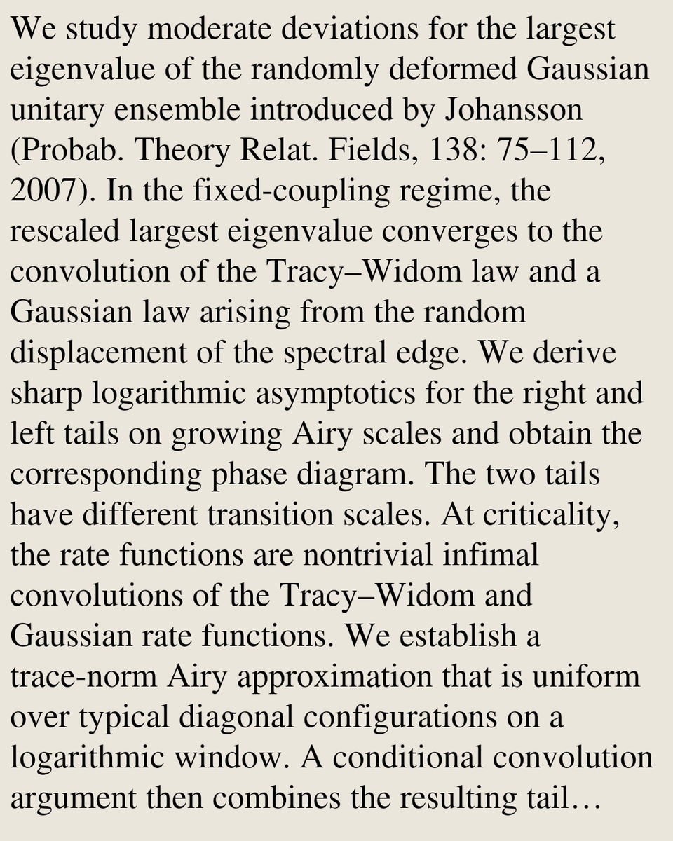 NHWK's tweet photo. Moderate Deviations for the Largest Eigenvalue of a Randomly Deformed Gaussian Unitary Ensemble

Shaochen Wang, Guangyu Yang
https://t.co/8itE7Lvsau [𝚖𝚊𝚝𝚑.𝙿𝚁 𝚖𝚊𝚝𝚑-𝚙𝚑] https://t.co/BiuZIpD6Pa