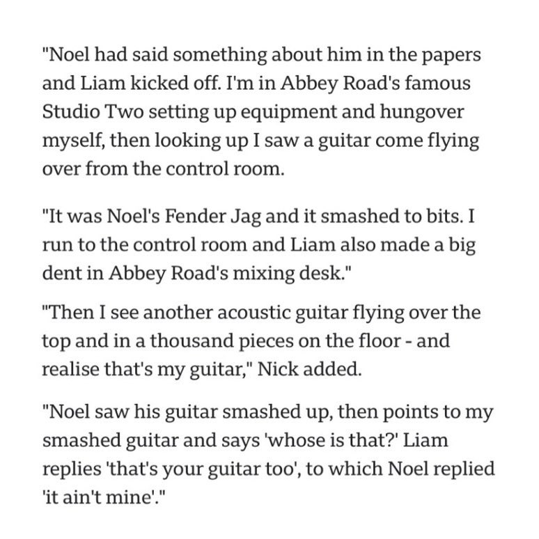 DlRTYSHlRT's tweet photo. liam smashing the wrong guitar thinking it was noel's is the funniest shit ever https://t.co/oic2zqQkkm