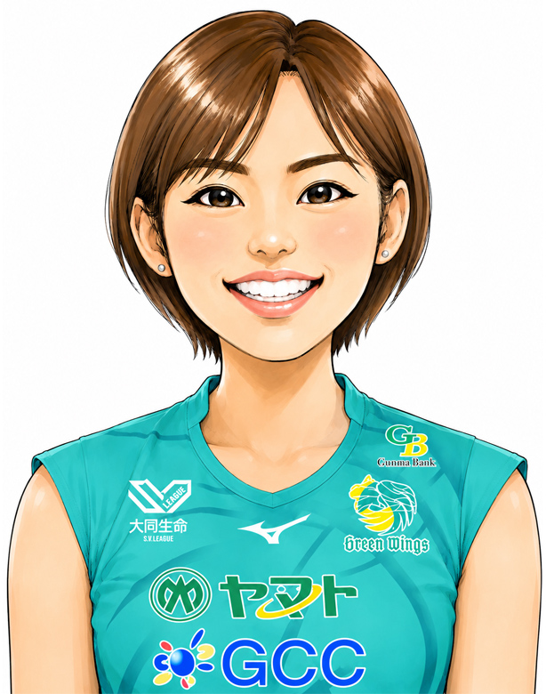 nigaoe_masa2013's tweet photo. 最近バレーの情報追ってなくて知らなかった。ジョンさん、群馬グリーンウイングスに移籍してたんだな。

ということで過去のスケッチをAI生成にてカラーイラストに、ユニもグリーンウイングス仕様にしてもらったw https://t.co/992Nx5ron2