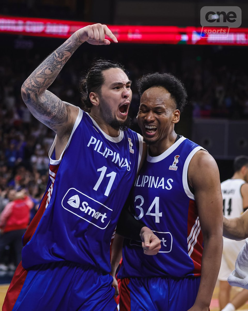 OneSportsPHL's tweet photo. KAI-LANGAN KA NG GILAS! 🇵🇭❤️‍🔥

Not on his watch, as Kai Sotto makes a huge game-winning block to give Gilas Pilipinas the thrilling win versus Jordan in the FIBA Basketball World Cup 2027 Asian Qualifier Window 4 clash. | 📸 RM Chua/One Sports

#GilasPilipinas #FIBAWC https://t.co/TTzTqJc4q2