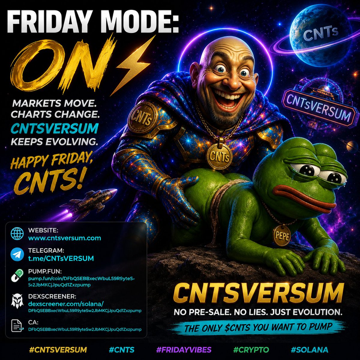 CNTsVERSUM's tweet photo. @okubio_gift $CNTs — CNTsVERSUM 🌌

CA: "DFbQSEBBxecWbuL59R9yteSw2JbMKCjJpuQd1Zxzpump"
TG: https://t.co/uYUOU4kGV6

No presale. No lies. Just evolution. 🚀 https://t.co/TOXz8lyUaS