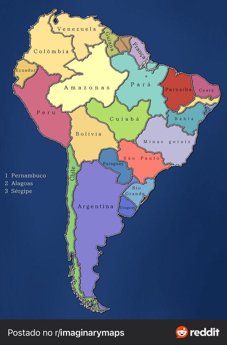 JePierot's tweet photo. Hypothetical map of South America if Portuguese America had fragmented/balkanized. https://t.co/mC2Mg4gVNQ